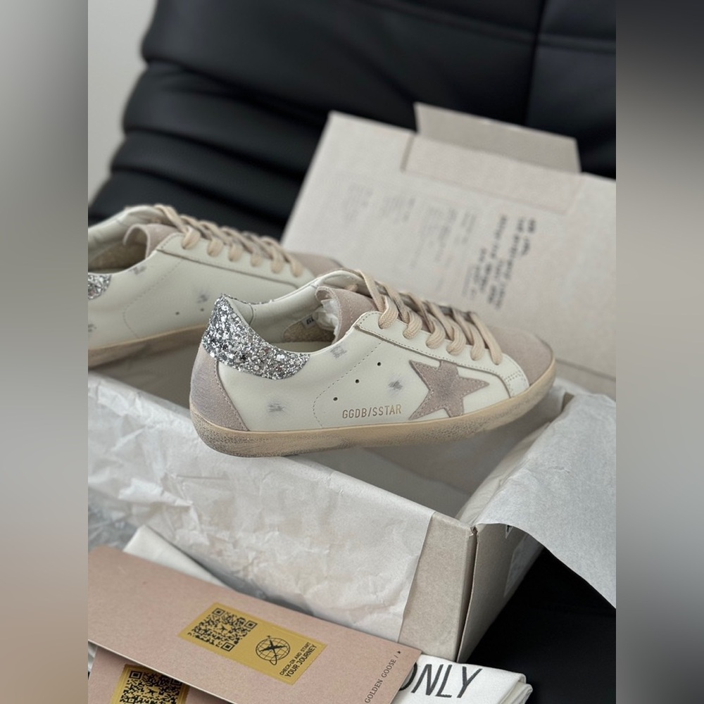 Golden Goose White and Silver Women's Sneakers - Picture 4 of 8